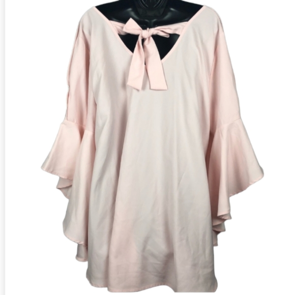 Lane Bryant Pink Kimono Long Sleeve Top Blouse Plus Size Back Tie Closure - Picture 6 of 10